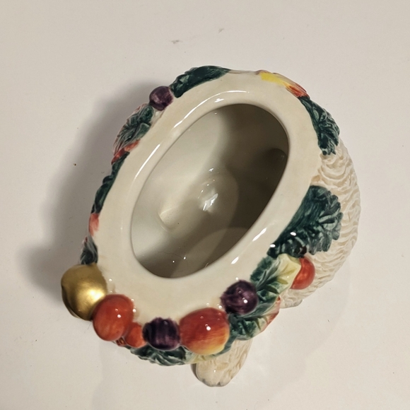 Fitz And Floyd Classics White Bunny Rabbit Trinket Dish W/Lid Gold Bow Greenery - Picture 8 of 11